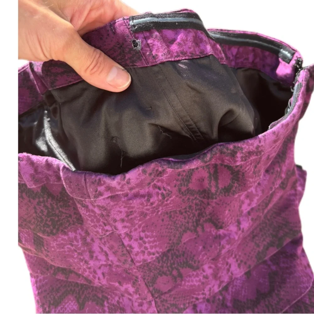 White House Black Market Purple Black Snake Print Bustier Top 12 EUC - Picture 5 of 9